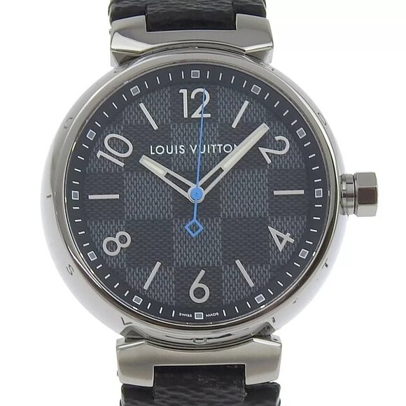 LOUIS VUITTON Tambour GM Watches QA073 blackDial Stainless Steel/Monogram - Picture 1 of 16